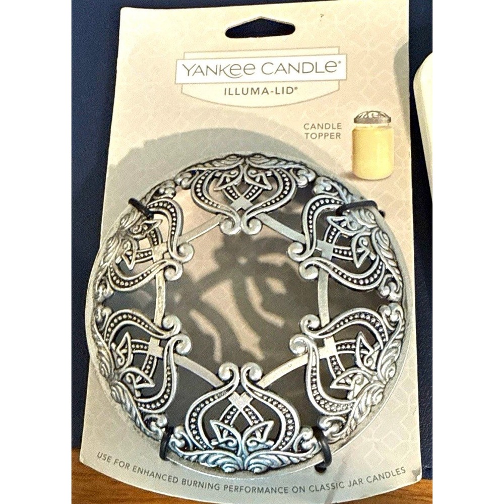 Yankee Candle Illuma-Lid Silver Metal Scroll Candle Jar Topper for Jar 1127016